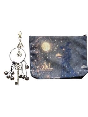 Celestial Witch Cosmetic Pouch with Witch Bells Bag Charm